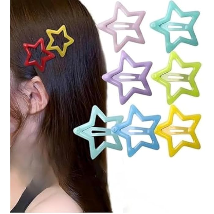 Colorful Side Star Hair Clips Great for Baby Girls Women Kids Hair Accessories - 6 Pieces - Image 3